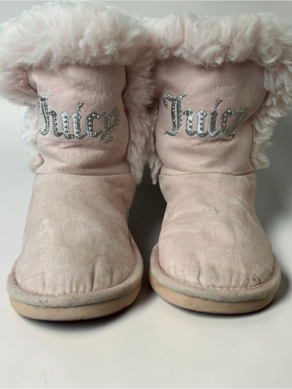 Juicy Couture Kahlo Girls Pink Faux Fur Rhinestone Boots Size 13